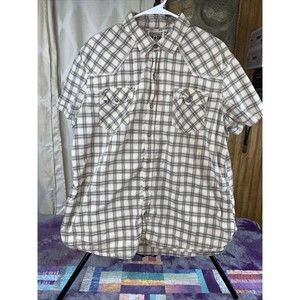 CONVERSE ONE STAR MENS XL SNAP BUTTON WESTERN PLAID SHORT SLEEVE CASUAL SHIRT